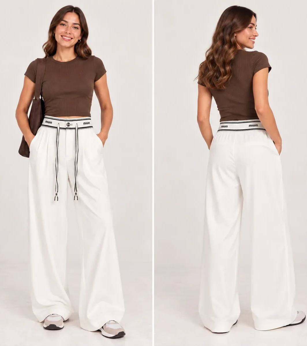 Wide Elastic Waistband Pants