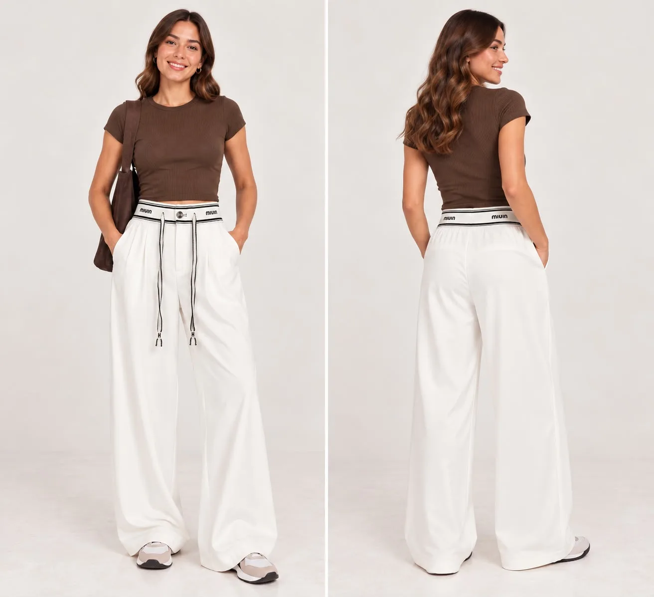 Wide Elastic Waistband Pants