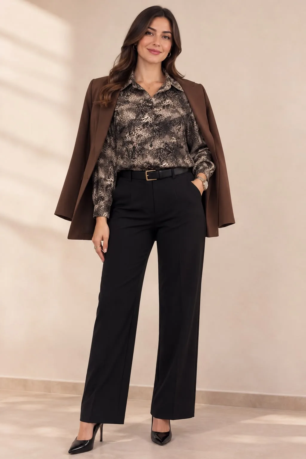 Animal Print Satin Shirt