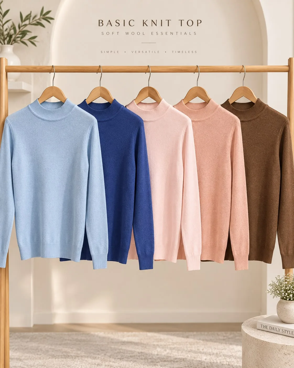 Soft Wool Basic Mock Neck Top