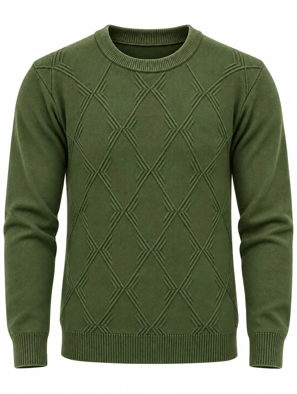 Slim Fit Diamond Pattern Knitwear