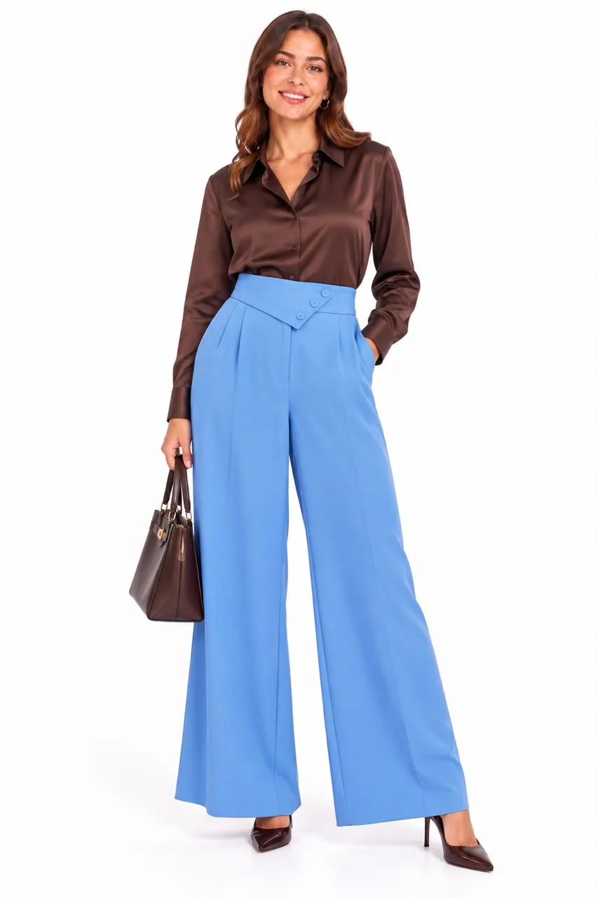 Overlap Waist Wide Leg Pants