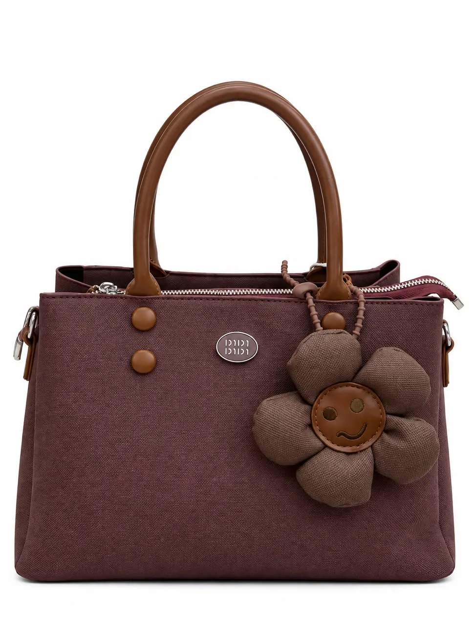 3D Flower Detail Structured Handbag