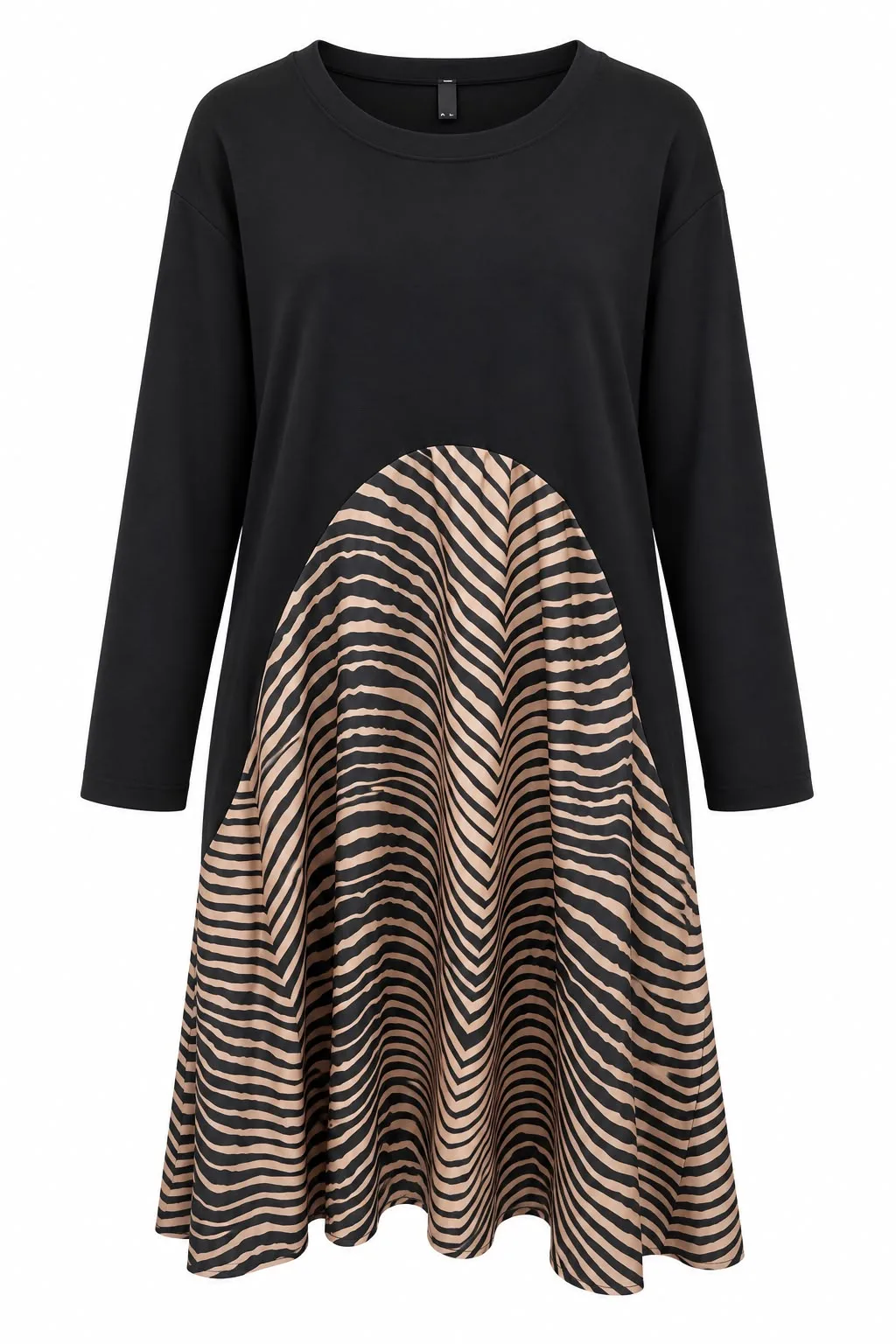 Zebra Satin Panel Midi Dress