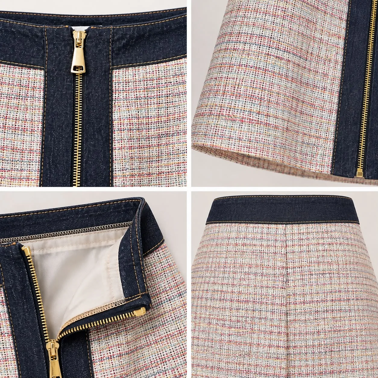 da9a775b-fafe-46ba-9190-f223df1c086f-10.webp Front Zip Tweed Mini Skirt