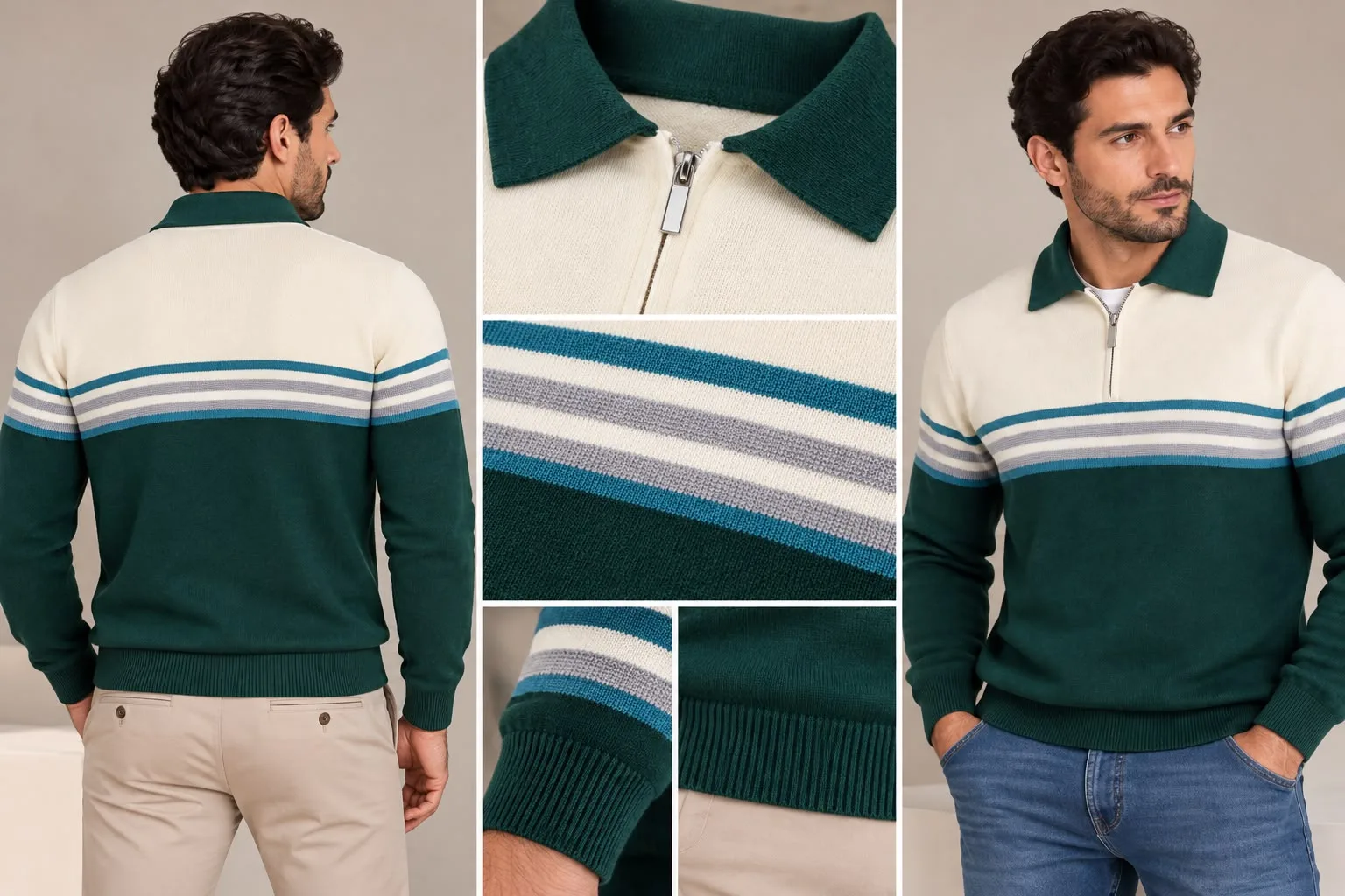 Striped Half-Zip Sweater