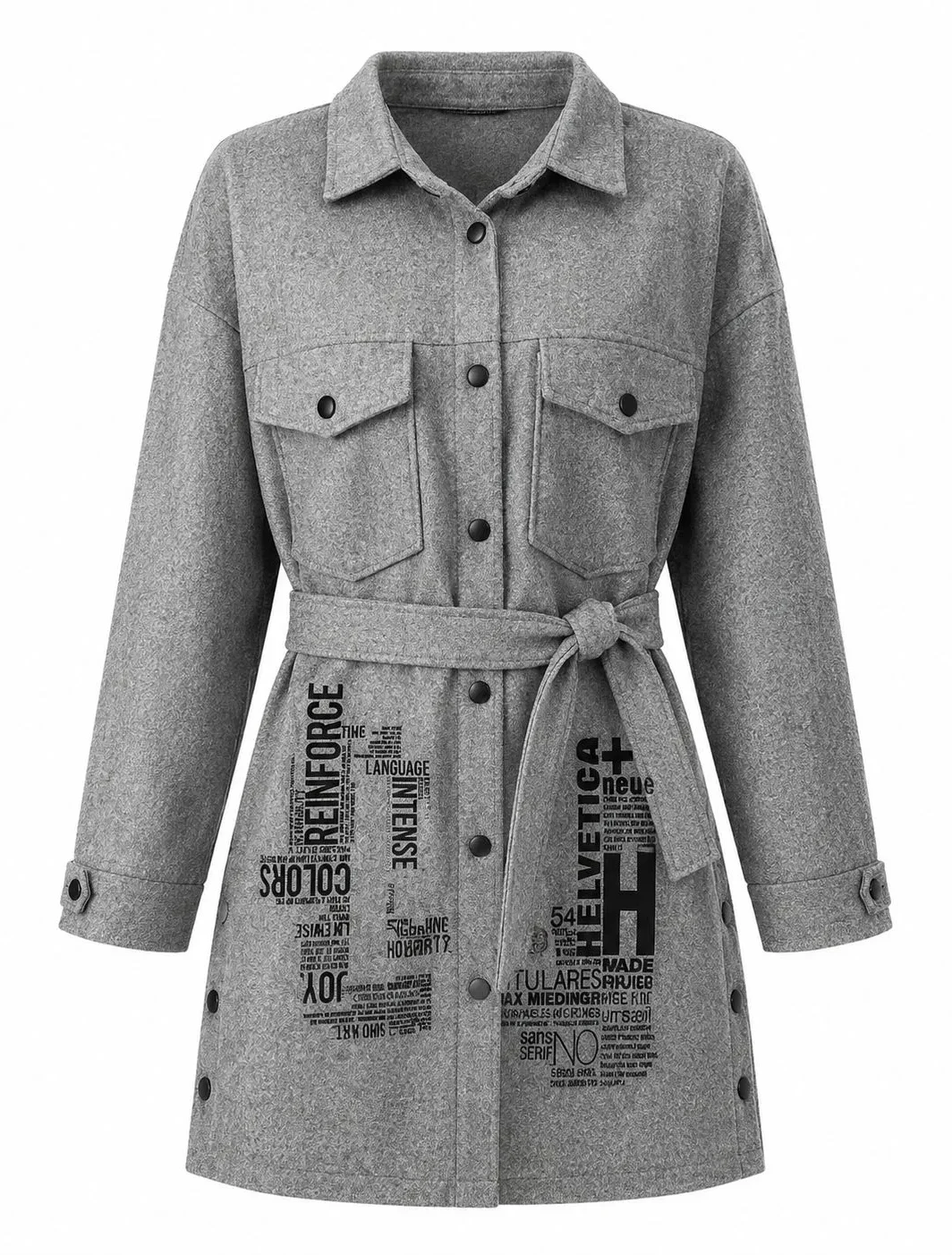 Belted Printed Felt Jacket