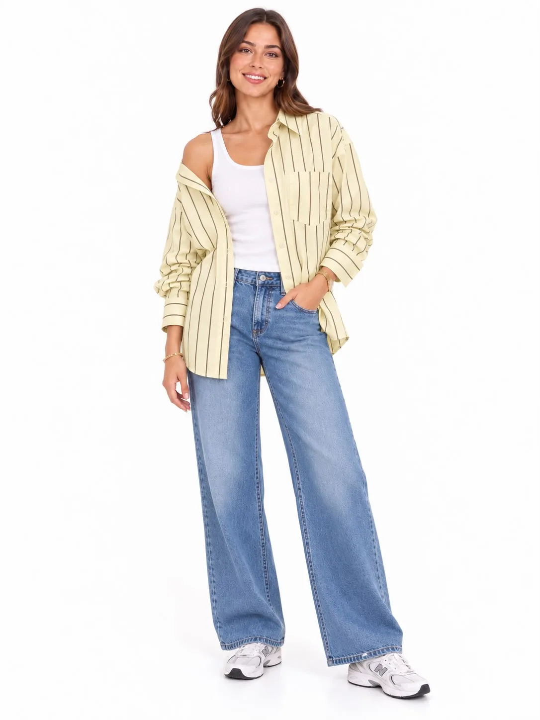 Striped Pocket Oversized Shirt