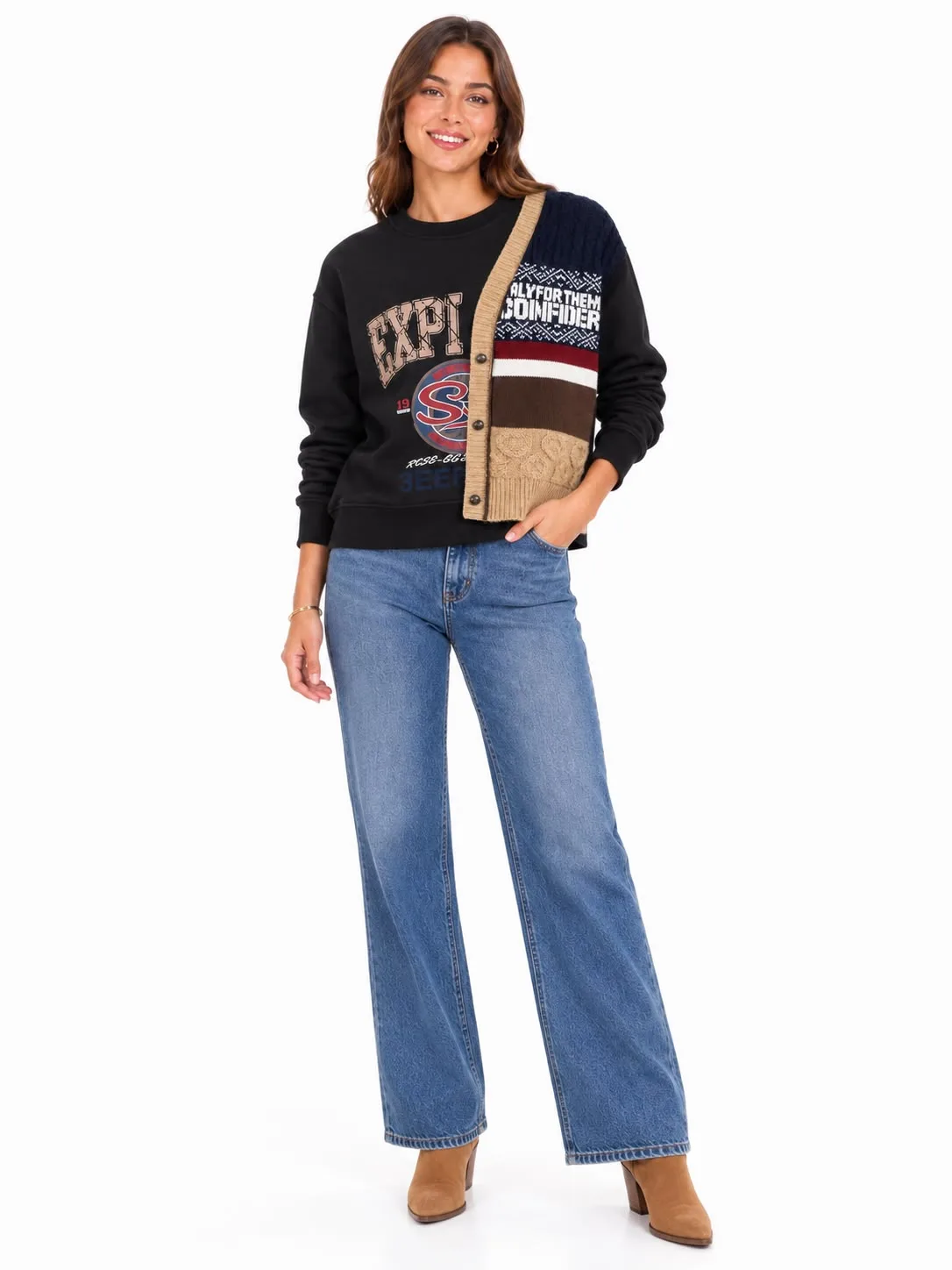 Half-Knit Graphic Sweatshirt