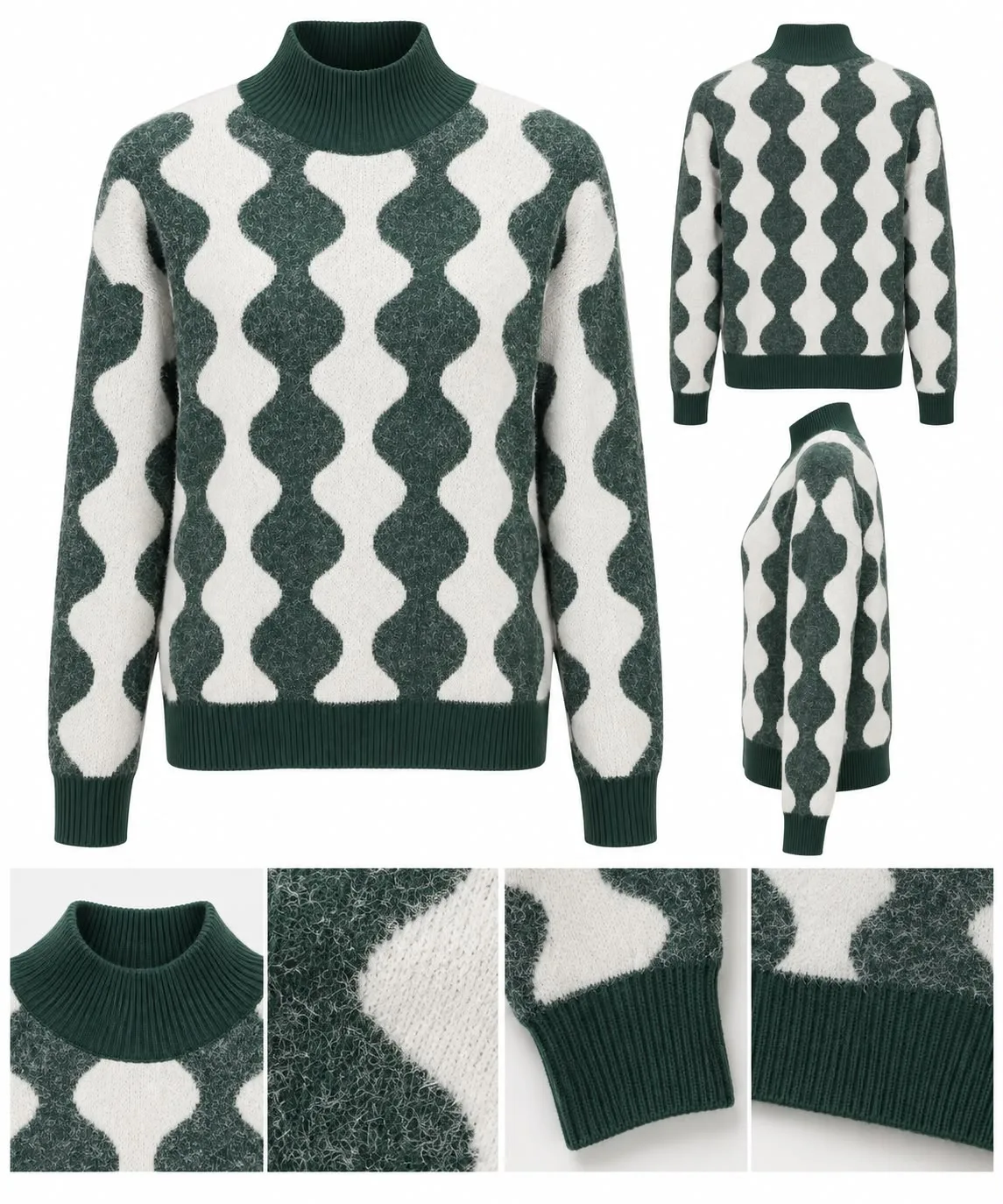 White Mohair Detail Knit Sweater