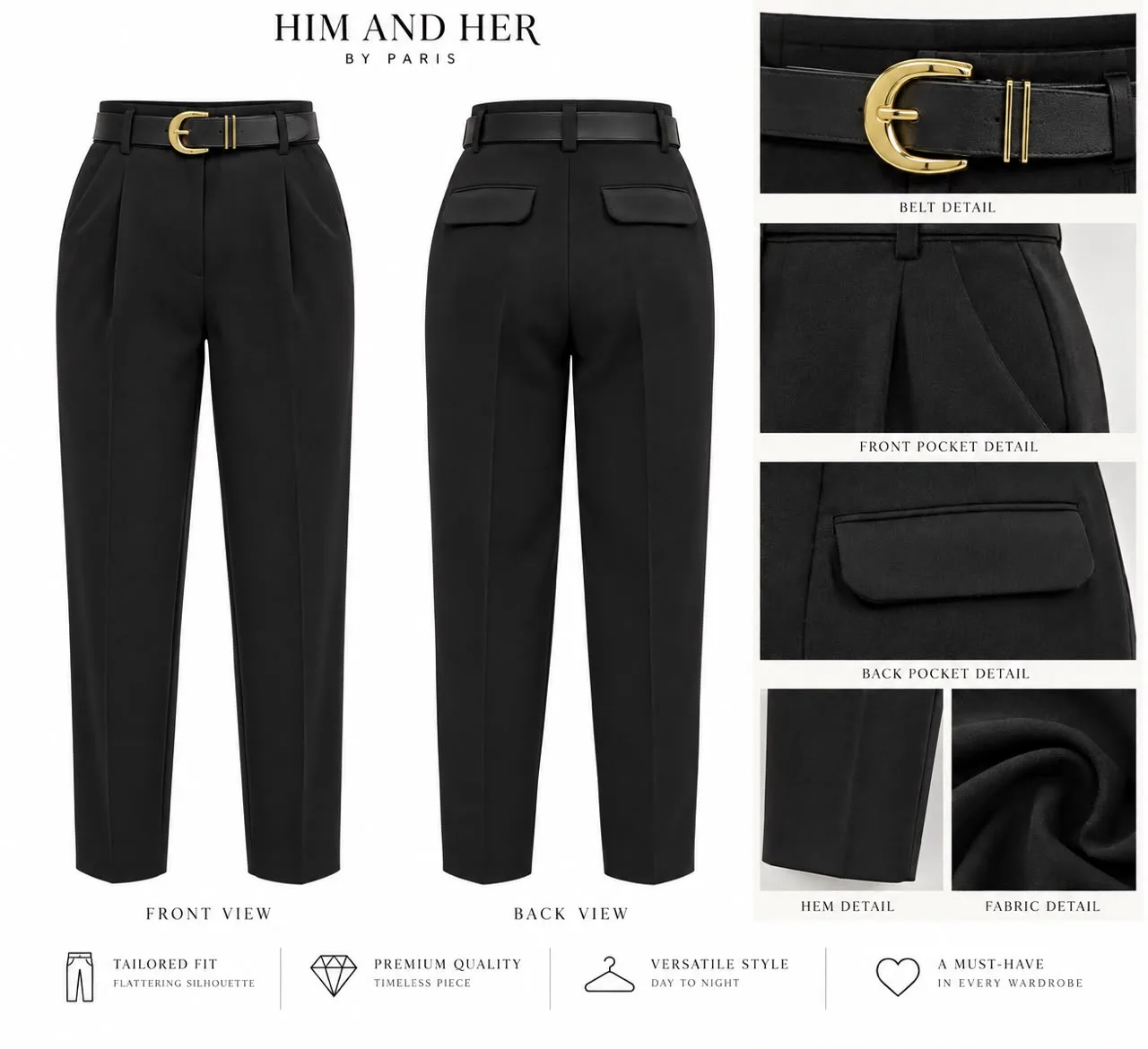 Tailored Tapered Belted Pants