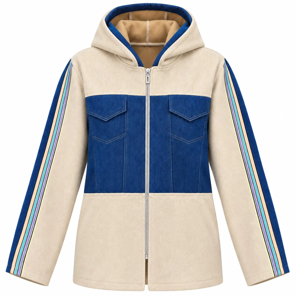 Denim Contrast Hooded Jacket