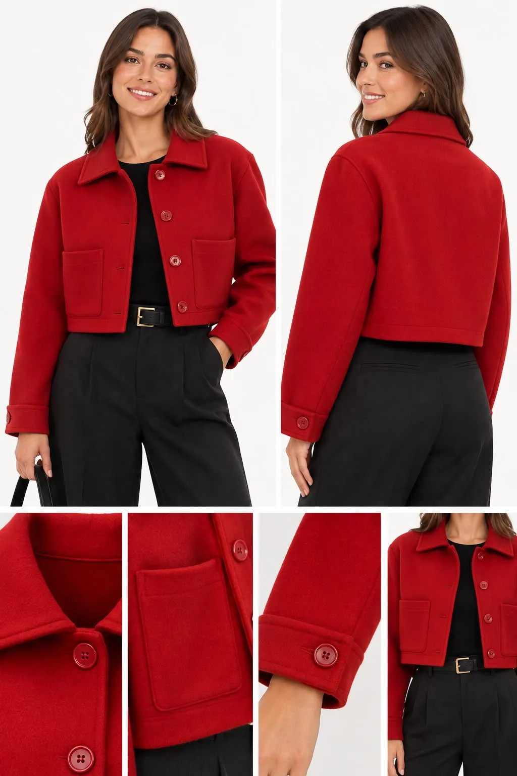 Cropped Felt blazer with Patch Pockets