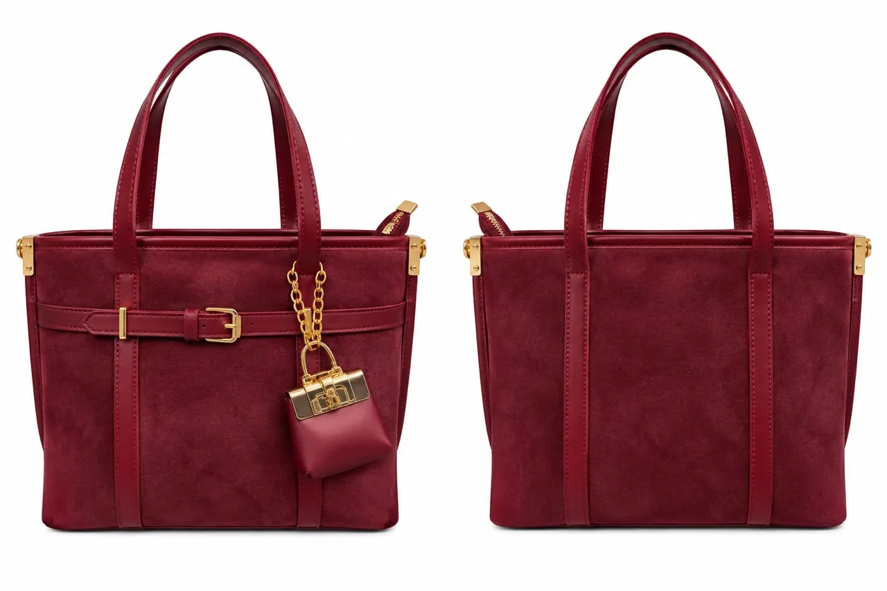 Suede Belt Detail Tote Bag