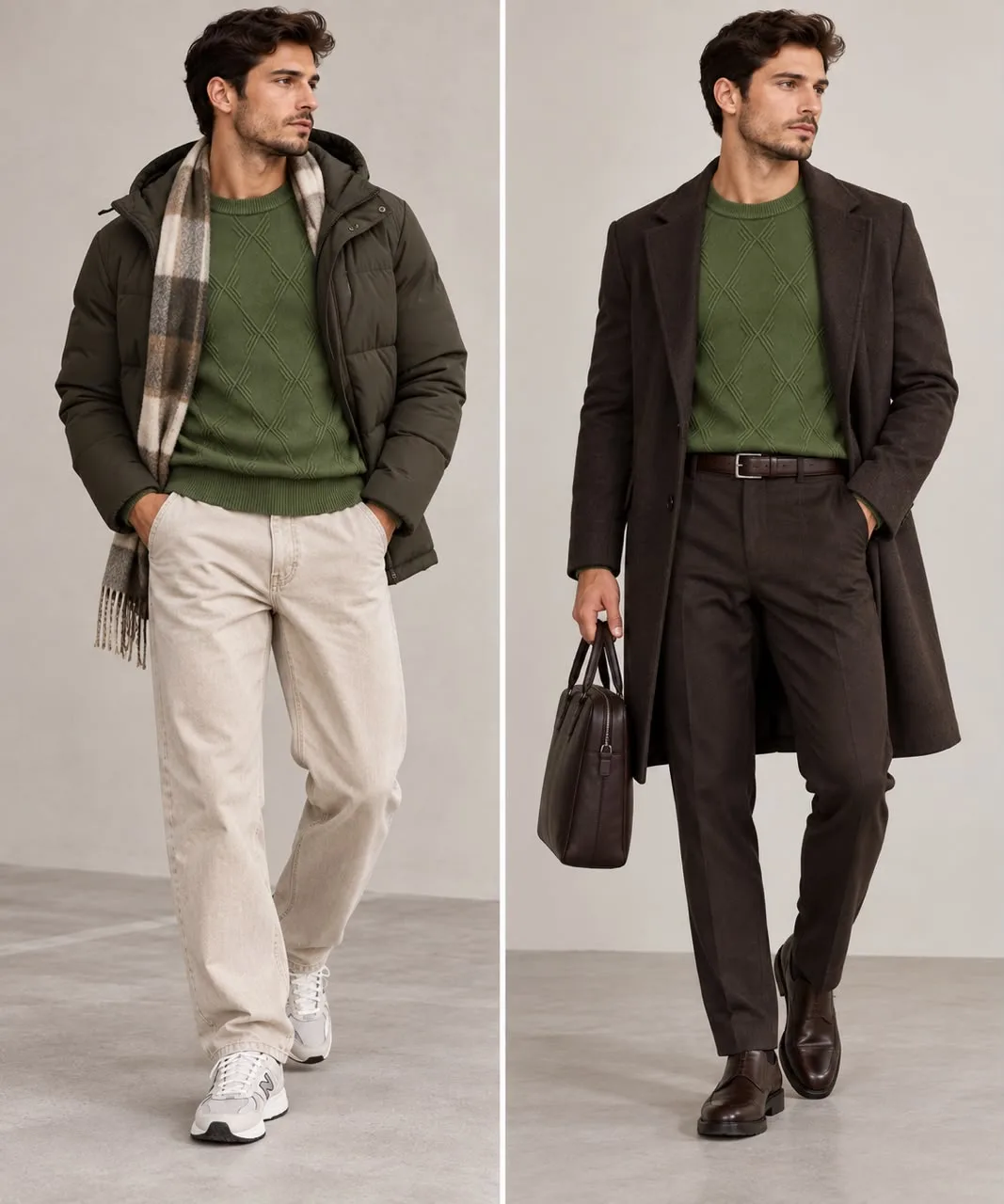 Slim Fit Diamond Pattern Knitwear